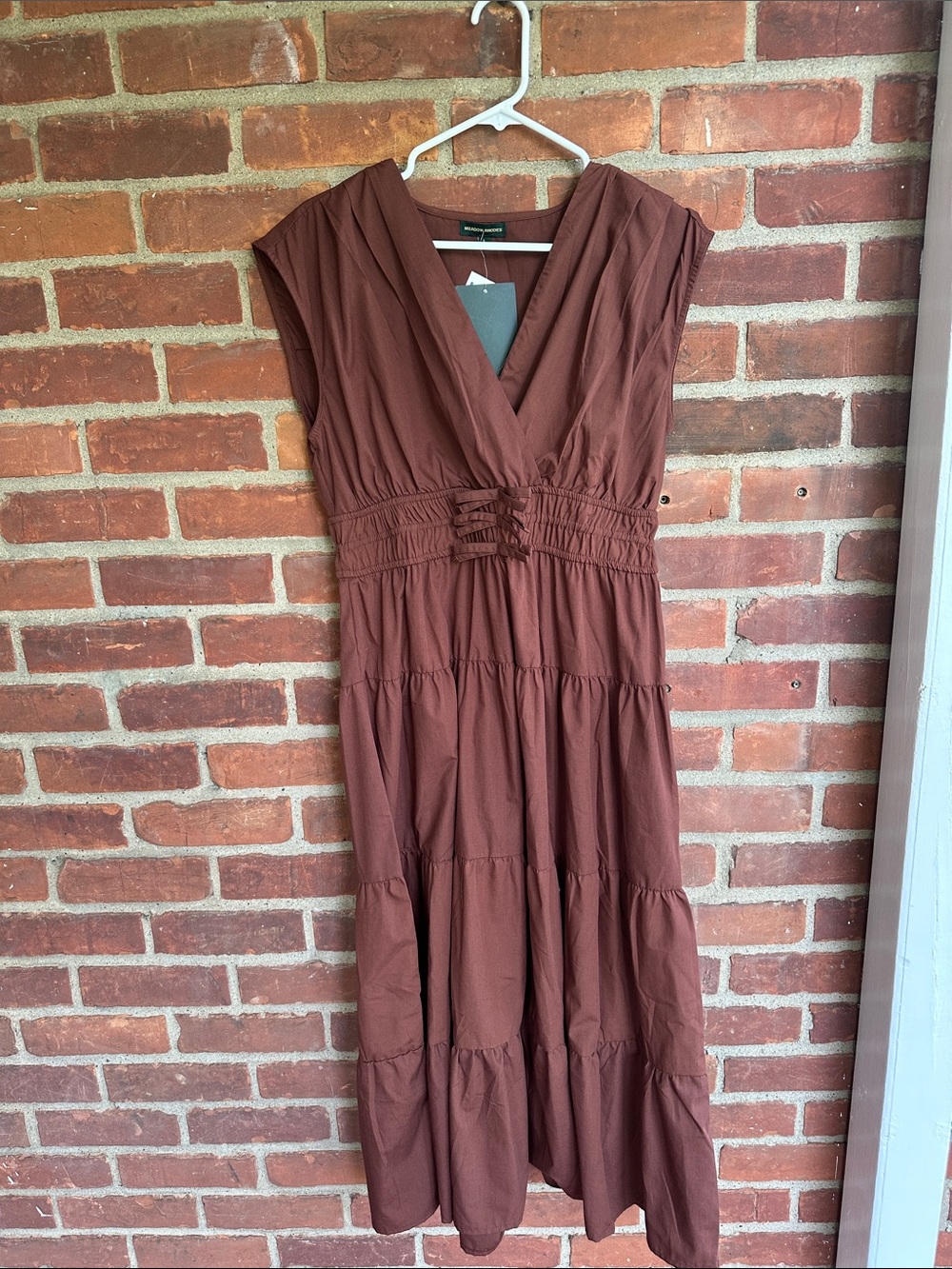 NWT Meadow Rhodes Brown Tiered Dress Size Large L Anthropologie